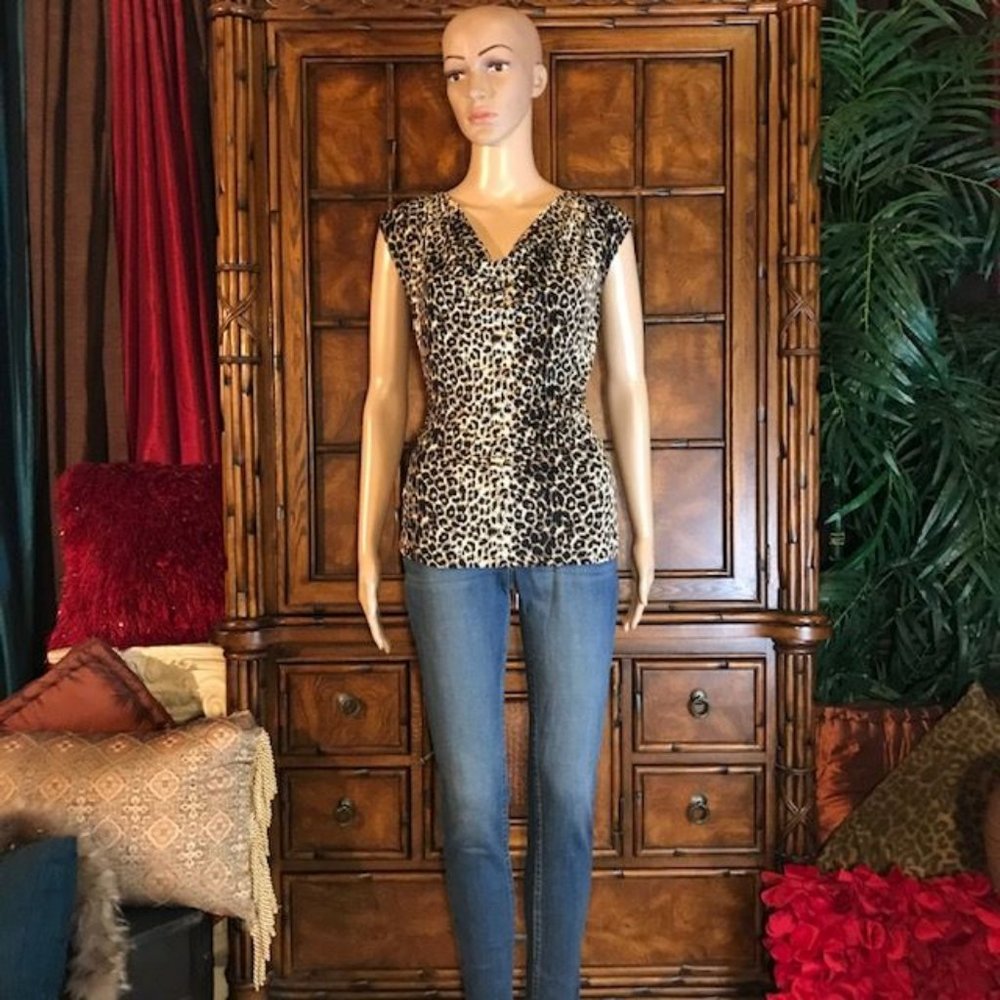 Leopard Print Drape Front Top - image 3